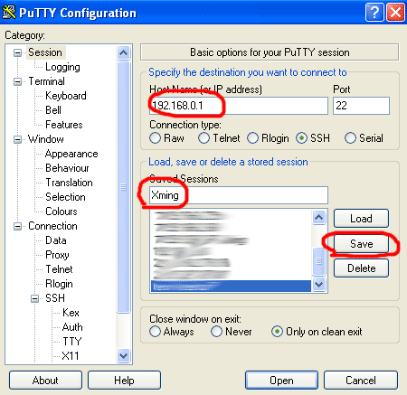 Putty Xming