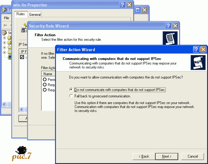 IPSec Windows Linux: Filter Action