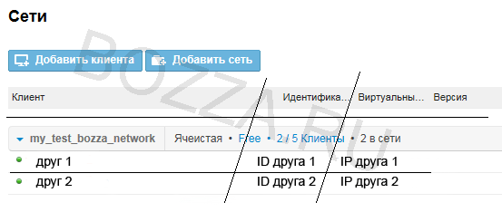 Список клиентов виртуальной сети Hamachi